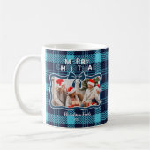 Photo Retro Blue Plaid Whimsical Christmas  Kaffeetasse (Links)