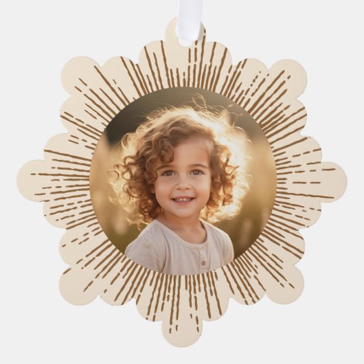 Photo retro sunburst cream snowflake Christmas Ornament Karte (Vorderseite)