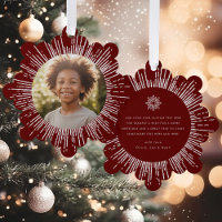 Photo retro sunburst dark red snowflake Christmas