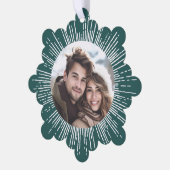 Photo retro sunburst pine green Christmas Ornament Karte (Linke Ecke)