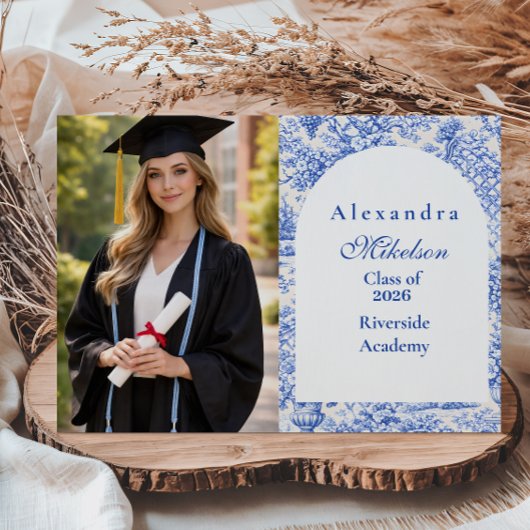 Photo Romantic Blue Garden Graduation Party Ankündigung