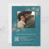 Photo Rose Gold Jewel Tone Wedding Einladung (Rückseite)
