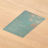 Photo Rose Gold Teal Transparent Wedding Acryleinladungen (Ablage )