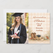 Photo Rustic Boots Graduation Party Ankündigung (Vorderseite)