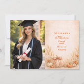 Photo Rustic Gingham Pumpkin Fall Graduation Ankündigung (Vorderseite)