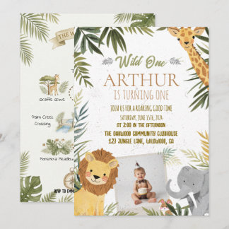 Photo Safari Wild One 1st Birthday Invite Einladung