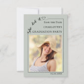 Photo Sage Green Graduation party Save the Date (Vorderseite)