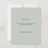 Photo Sage Green Graduation Save the Date Card (Rückseite)