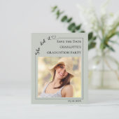Photo Sage Green Graduation Save the Date Card (Stehend Vorderseite)