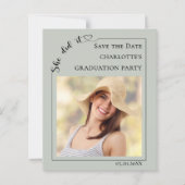 Photo Sage Green Graduation Save the Date Card (Vorderseite)