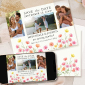 Photo Set Pink Orange Floral Wedding Save The Date