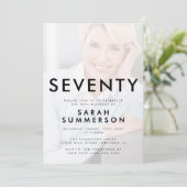 Photo Seventy Black White 70th Birthday Einladung (Stehend Vorderseite)