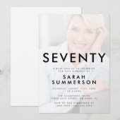 Photo Seventy Black White 70th Birthday Einladung (Vorne/Hinten)