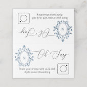 Photo Share Folded table card Teal Monogram Platzkarte (Außenseite Aufgefaltet)