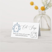Photo Share Folded table card Teal Monogram Platzkarte (Rückseite)