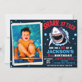 Photo Shark Birthday Invitation Shark Attack party Einladung