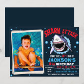 Photo Shark Birthday Invitation Shark Attack party Einladung (Vorne/Hinten)