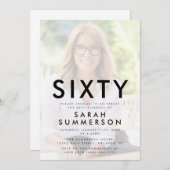 Photo Sixty Black White 60th Birthday Einladung (Vorne/Hinten)