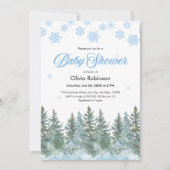 Photo Snowflakes Pine Trees Winter Baby Shower Einladung (Vorderseite)