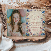 Photo Soft Cottagecore Floral Sweet Sixteen