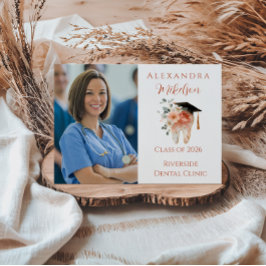 Photo Soft Floral Tooth Graduation Party Ankündigung