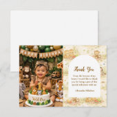 Photo Soft Neutral Jungle Wild One First Birthday Dankeskarte (Vorne/Hinten)