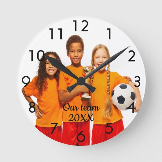 Photo sports team keepsake kids runde wanduhr (Vorderseite)