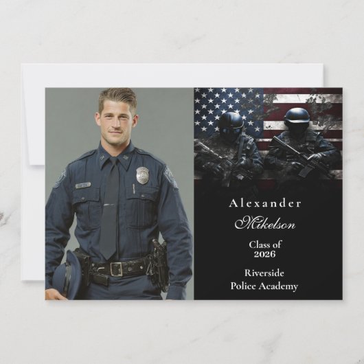 Photo SWAT Team American Flag Graduation Ankündigung (Vorderseite)