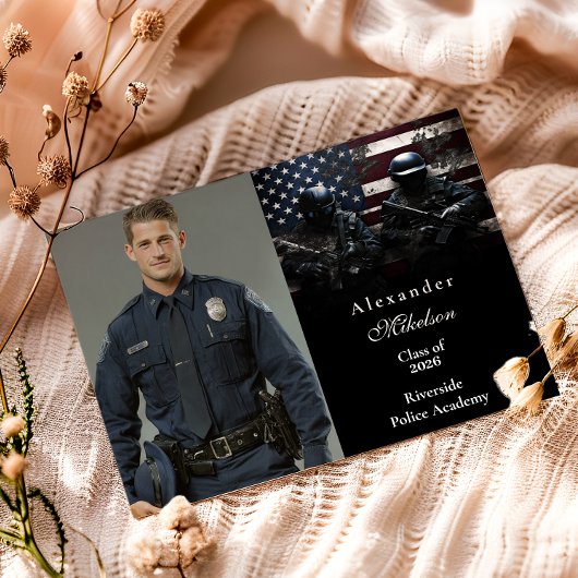 Photo SWAT Team American Flag Graduation Ankündigung