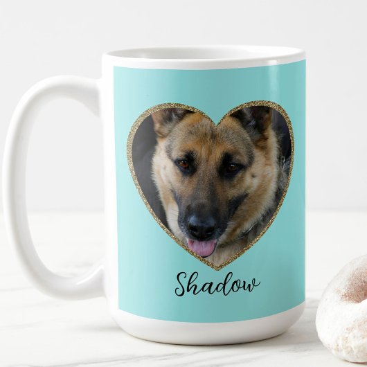 Photo Template Glitter Heart With Pet Custom Name Kaffeetasse