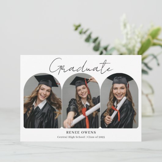 Photo Template Graduation Flat Announcement Card Ankündigung (Stehend Vorderseite)