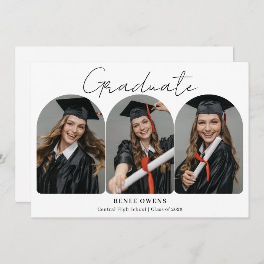 Photo Template Graduation Flat Announcement Card Ankündigung (Vorne/Hinten)