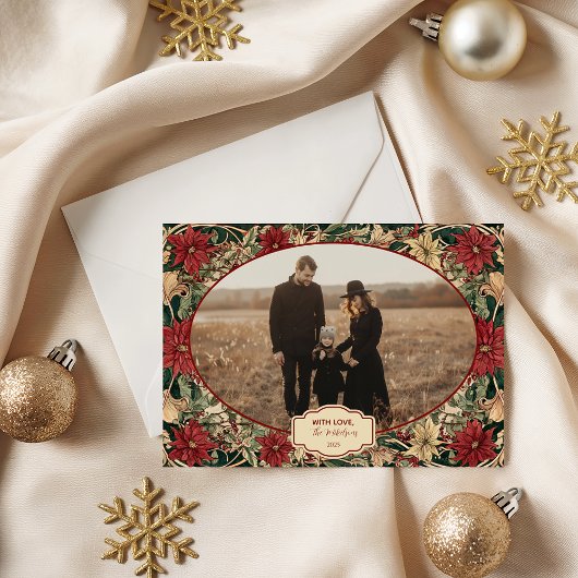 Photo Timeless Poinsettia Holiday Feiertagskarte