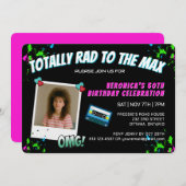 Photo Totally 80s Retro Birthday Party Invitation Einladung (Vorne/Hinten)