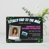 Photo Totally 80s Retro Birthday Party Invitation Einladung (Stehend Vorderseite)