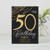 Photo Typography Botanical Elegant 50 Birthday Einladung (Stehend Vorderseite)