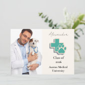  Photo Veterinary School Paw Graduation Party Ankündigung (Stehend Vorderseite)