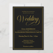 Photo Vintage Black Wedding Invitation Einladung (Vorderseite)