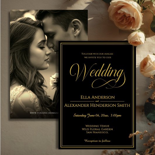 Photo Vintage Black Wedding Invitation Einladung