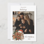 Photo Vintage Book Lover Christmas Feiertagskarte (Vorderseite)