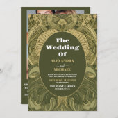 Photo Vintage Floral Art Nouveau Wedding Einladung (Vorne/Hinten)