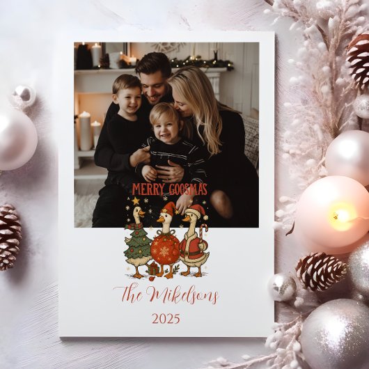 Photo Vintage Goose Christmas Feiertagskarte