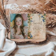 Photo Vintage Pastel Wildflower Sweet Sixteen