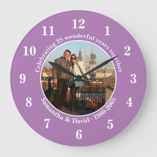 Photo Wedding Anniversary  Gift Wall  Large Clock Große Wanduhr (Vorderseite)