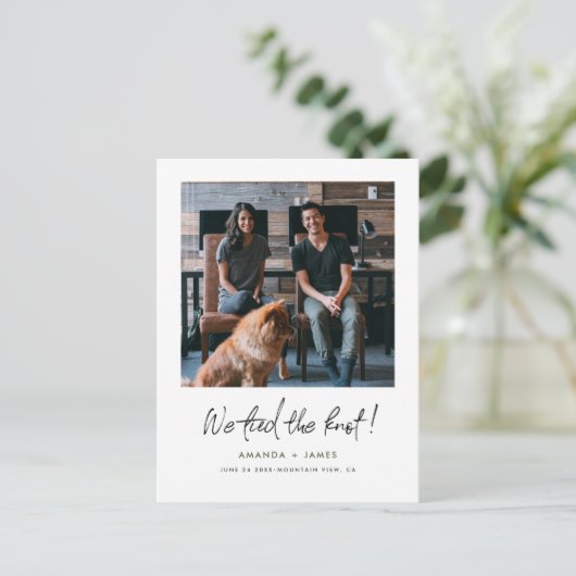 Photo Wedding Elopement Ankündigungspostkarte (Stehend Vorderseite)