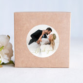 Photo Wedding Thank You Gold Script Circle  Runder Aufkleber