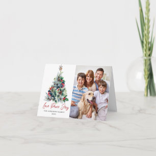 PHOTO Weihnachtsbaum-Grußkarte mit Holly Berry Feiertagskarte