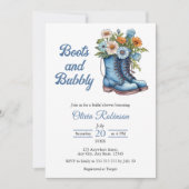 Photo Western Blue Boots & Bubbly Bridal Shower Einladung (Vorderseite)