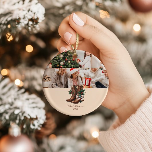 Photo Western Bow & Boots Christmas Keramik Ornament