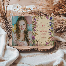 Photo Whimsical Floral Meadow Sweet Sixteen